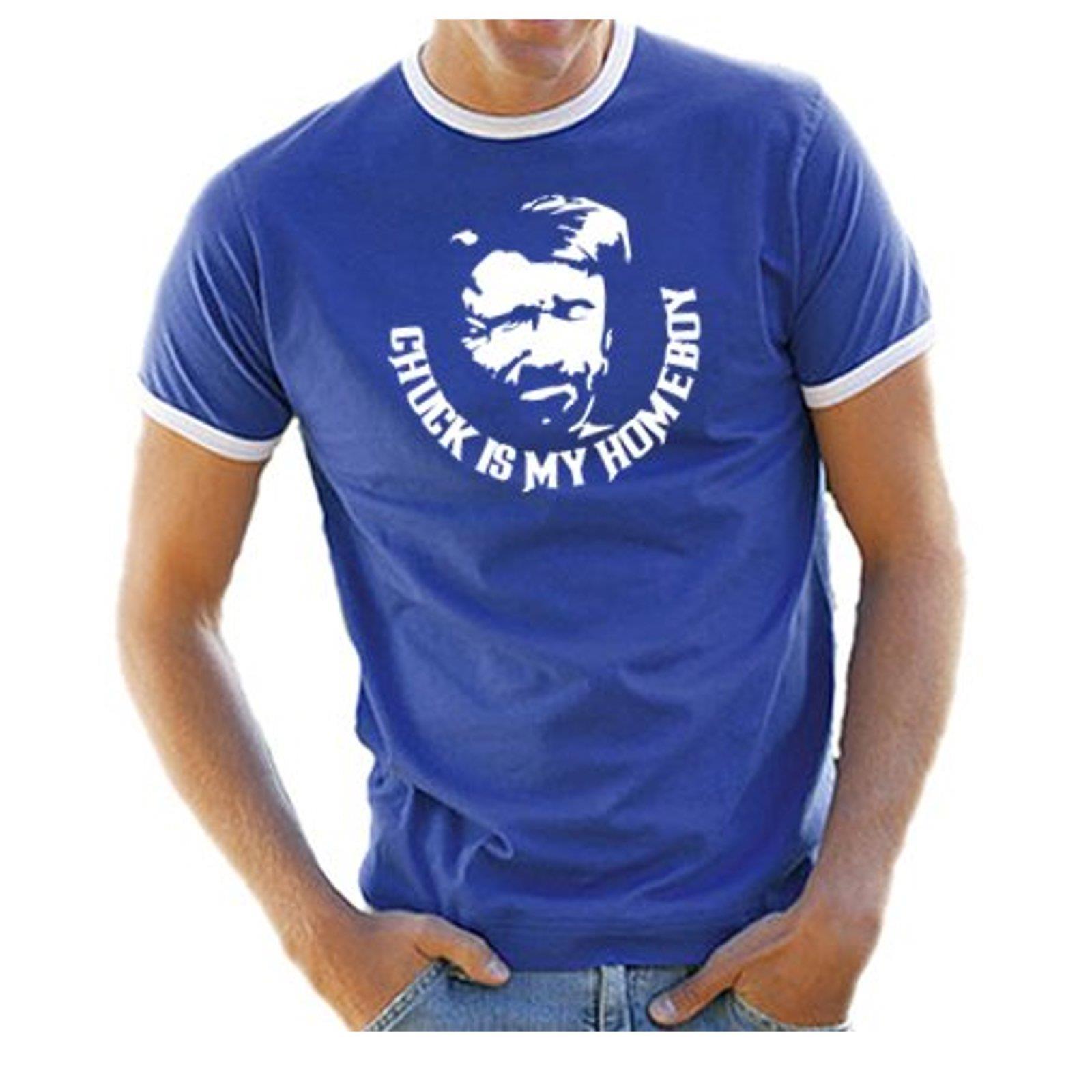 T-Shirt Chuck Norris Is My Homeboy Ringer Contraste Shirt HOMME Haut Manches Courtes