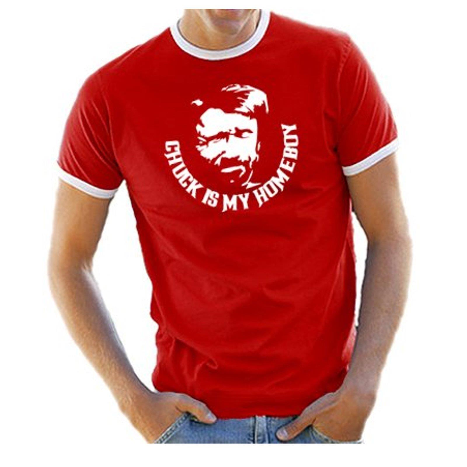 T-Shirt Chuck Norris Is My Homeboy Ringer Contraste Shirt HOMME Haut Manches Courtes