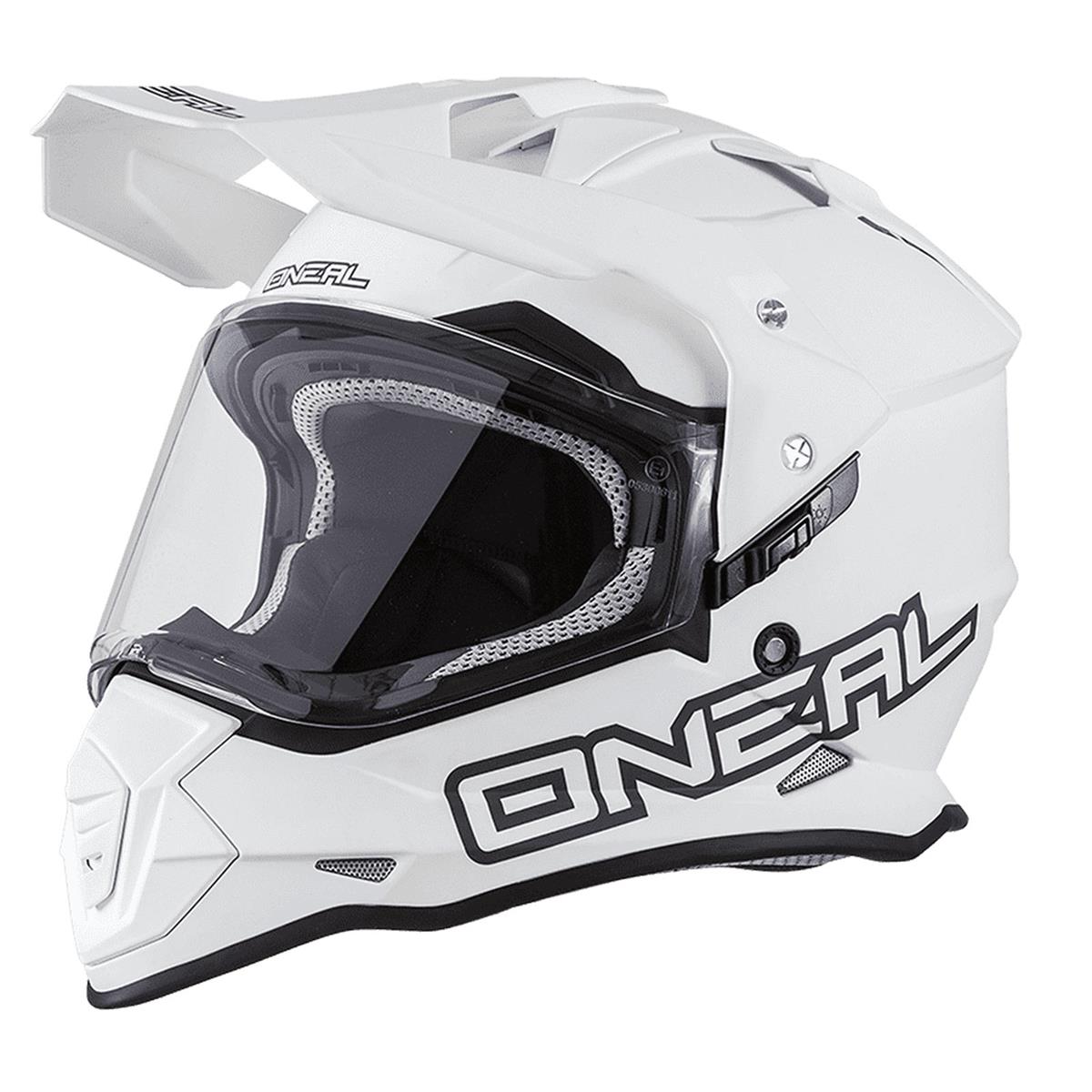 Erwachsene Schwarz Weiß ABS-Schale Enduro Adventure Street O'NEAL Motorradhelm integrierte Sonnenblende Volt Helmet Sicherheitsnormen ECE 22.05
