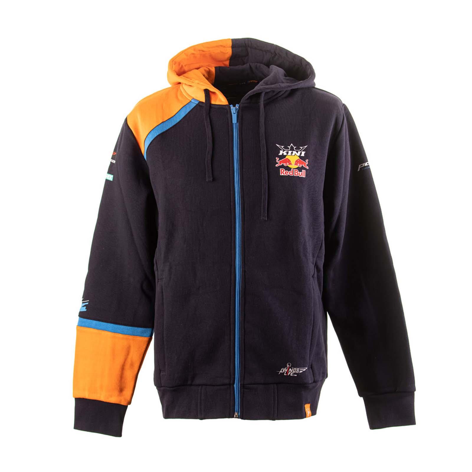 KINI Red Bull Team Herren Zip Hoodie Sweatshirt Motocross Enduro Navy Orange MX