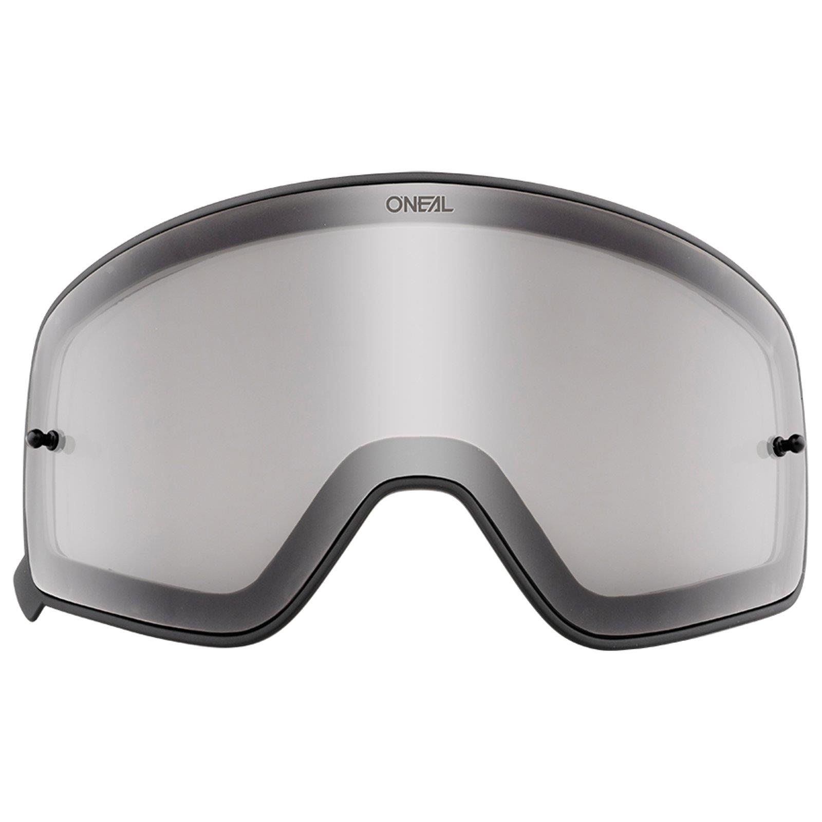 6020-9 ONeal Ersatz Magnet Scheibe B-50 Weiß Goggle Anti Beschlag Polycarbonat MX Kratzfest Brille Farbe Silber Verspiegelt 