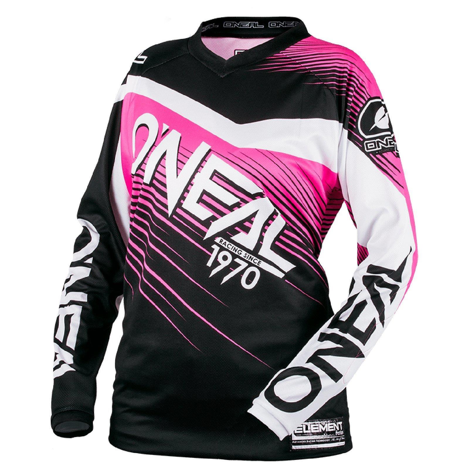 ONeal Element Racewear Jersey Moto Cross MTB MX Mountain Bike Trikot Langarm Shirt Leicht Offroad Farbe Schwarz Rot E001 Größe M